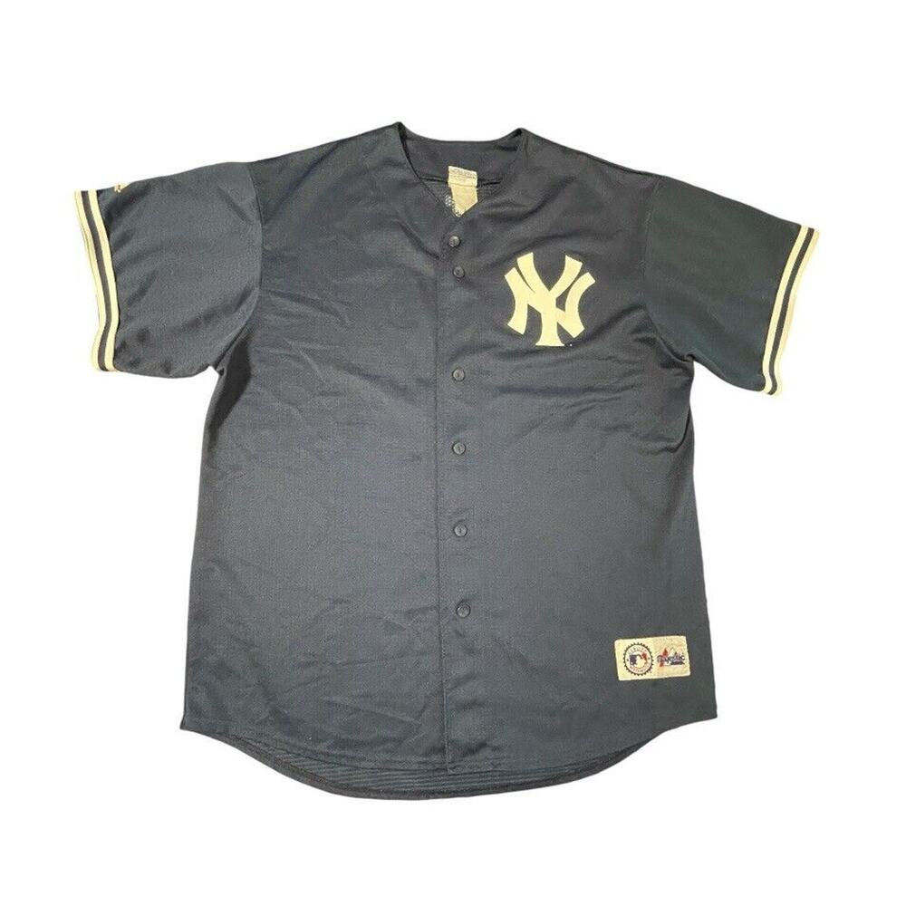 VTG Majestic Derek Jeter #2 NY Yankees MLB Baseball Jersey Navy Blue XL Men